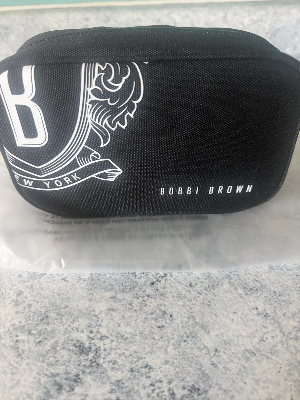 Bobbi Brown Black Toiletry/Cosmetic Travel Pouch with White Logo